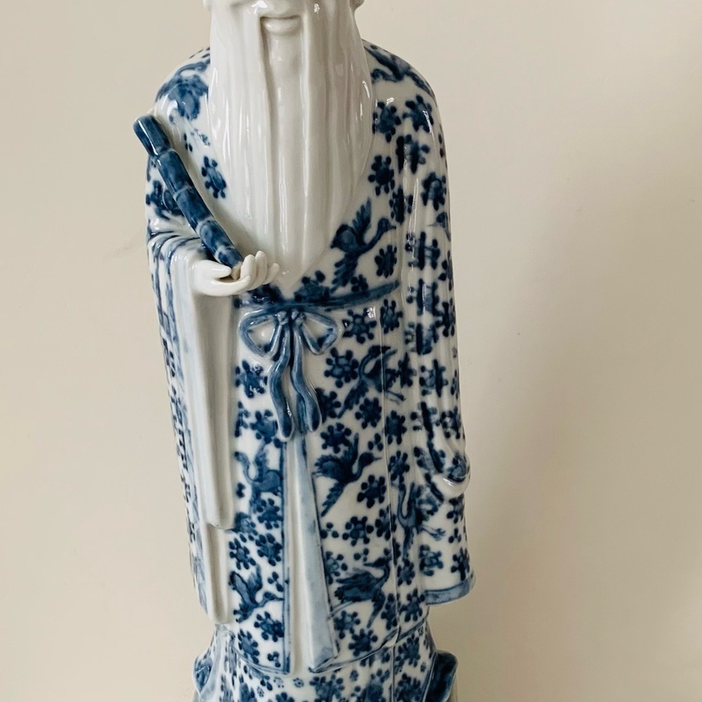 Handmaiden vintage statue porcelain blue & white 13”